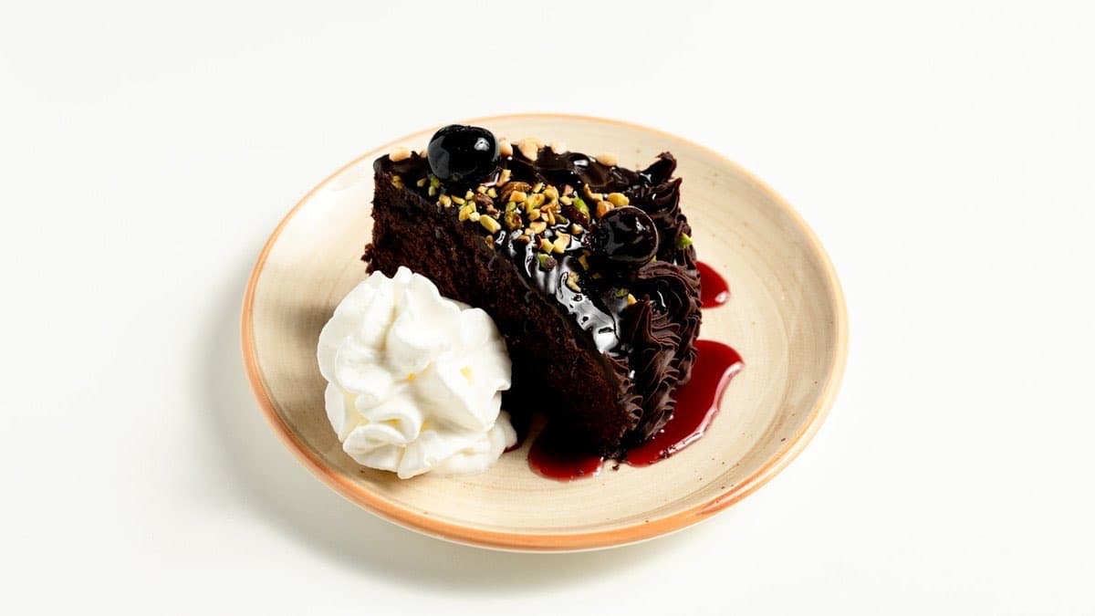 Black forest fruit cake on the counter